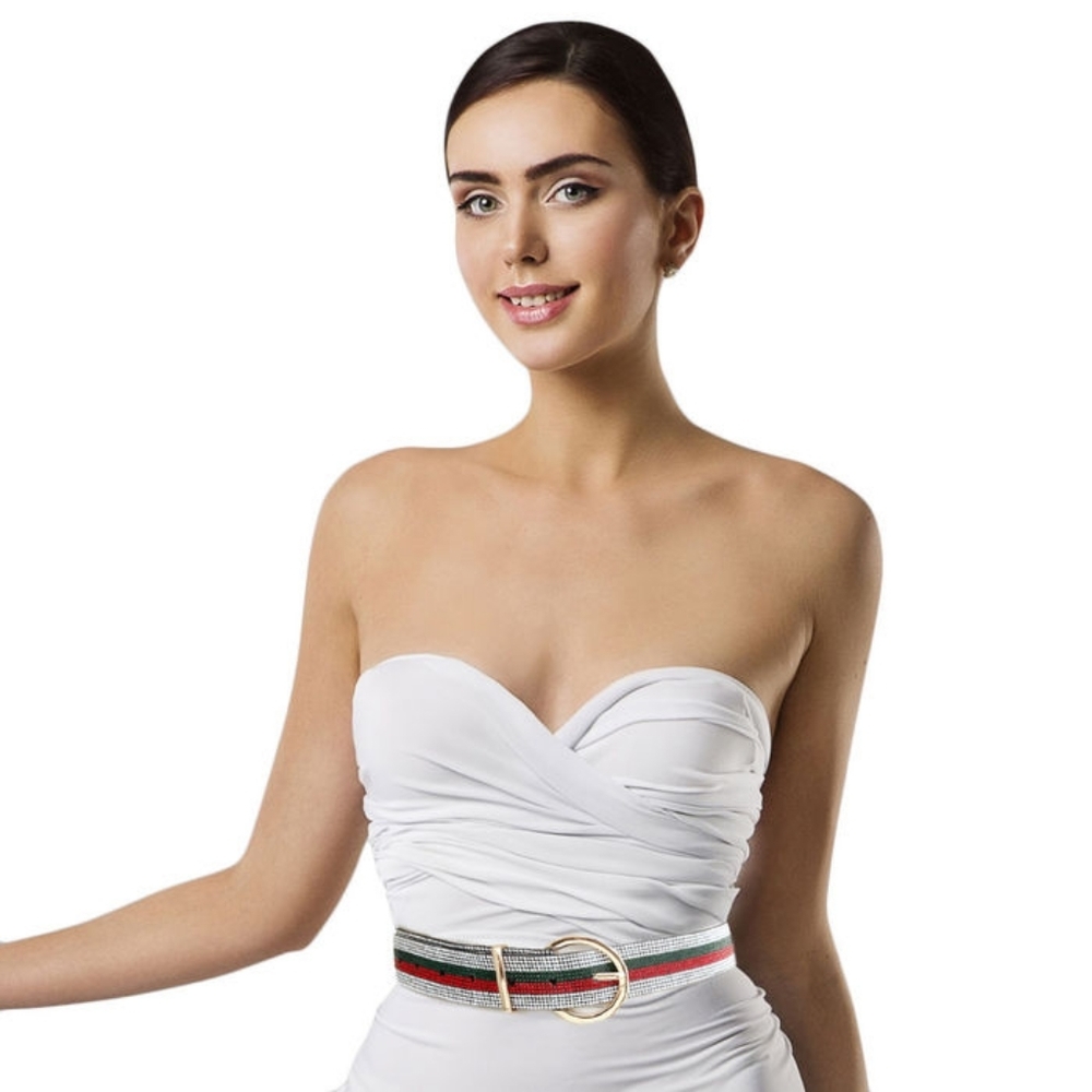 Stripe Savvy Rhinestone Belt